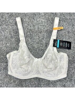 Bali Bra 34DD White Lace 'n Smooth Underwire Smoothing Full Coverage 3432 NEW